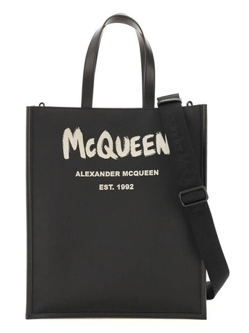 Graffiti Edge Tote Bag Black - ALEXANDER MCQUEEN - BALAAN 1