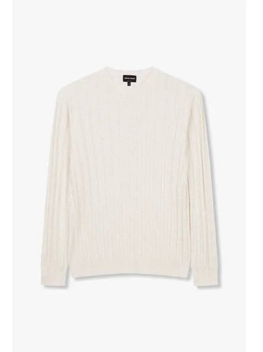 Men s Zig Zag Pattern Cotton Sweater Cream - GIORGIO ARMANI - BALAAN 1