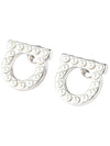 Gancini Pearl Earrings Silver - SALVATORE FERRAGAMO - BALAAN 2