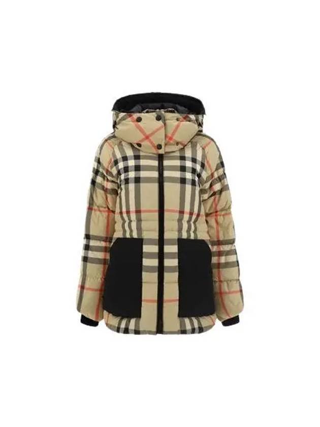 Women's Detachable Check Hooded Padding Archive Beige - BURBERRY - BALAAN 2