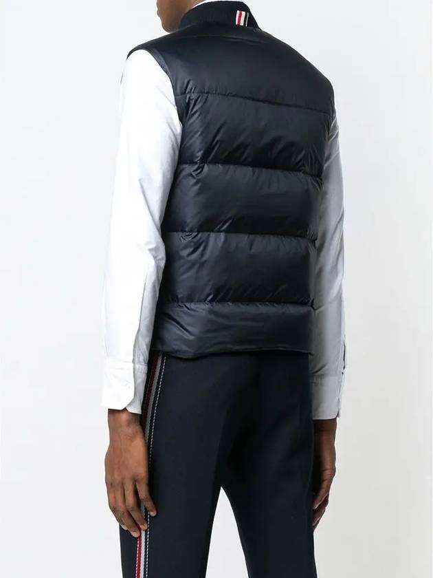 Men's Matte Diagonal Nylon Down Padded Vest Navy - THOM BROWNE - BALAAN 5