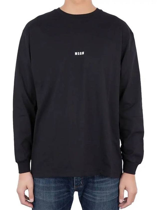 Logo Print Cotton Long Sleeve T-Shirt Black - MSGM - BALAAN 2