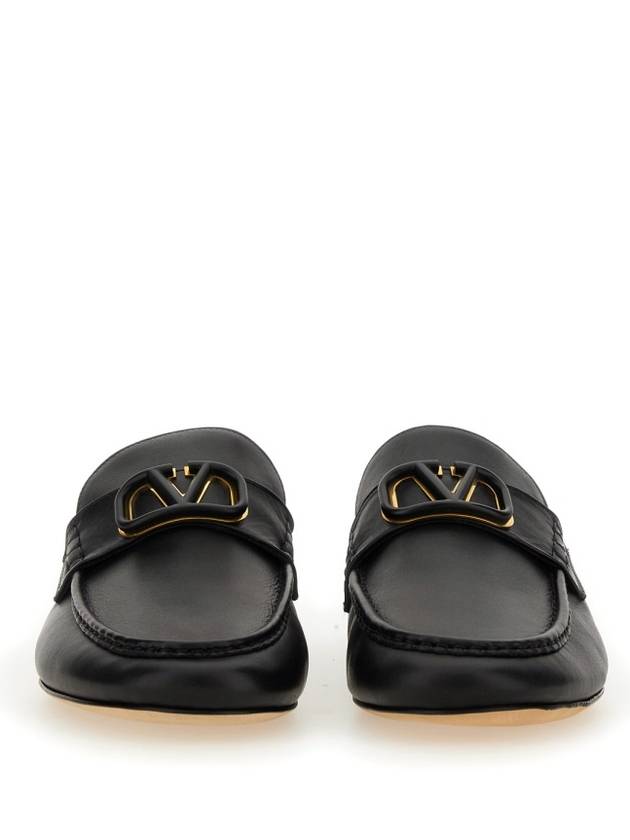 V Logo Leather Loafers Black - VALENTINO - BALAAN 5