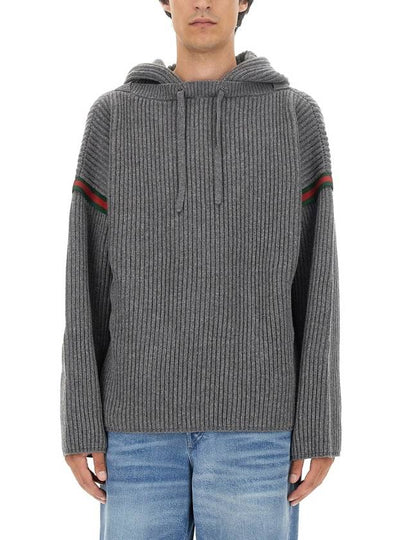 Wool Cashmere Hoodie Grey - GUCCI - BALAAN 2