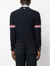 RWB V-neck Striped Virgin Wool Cardigan Navy - THOM BROWNE - BALAAN 5