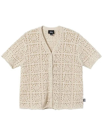 Samira Crochet Short Sleeve Cardigan Natural - STUSSY - BALAAN 1