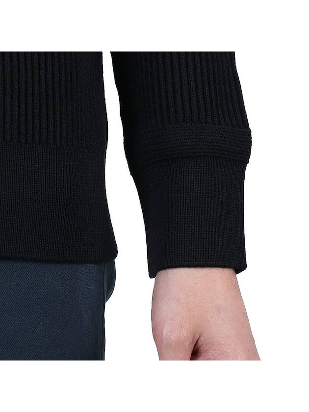 Crewneck Full Rib Wool Knit Top Black - STONE ISLAND - BALAAN 8