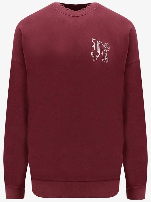 23 fw Organic Cotton Sweatshirt WITH Embroidered Monogram PMBA074E23FLE0032903 B0650471935 - PALM ANGELS - BALAAN 1