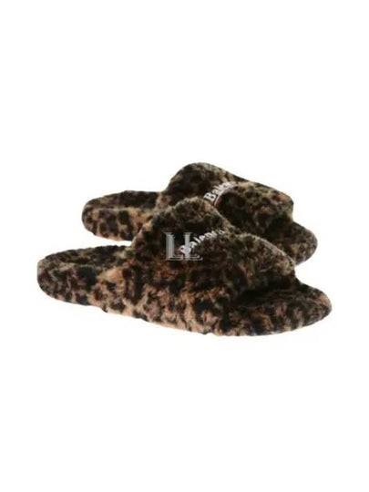 Leopard Pattern Fake Fur Slide Slippers - BALENCIAGA - BALAAN 2