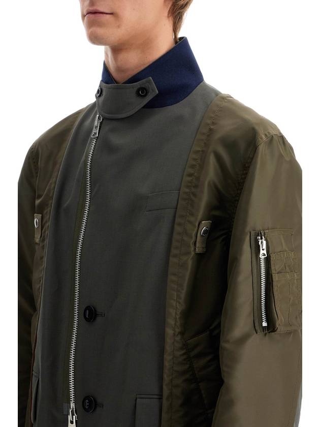 hybrid nylon and wool blend jacket. - SACAI - BALAAN 4