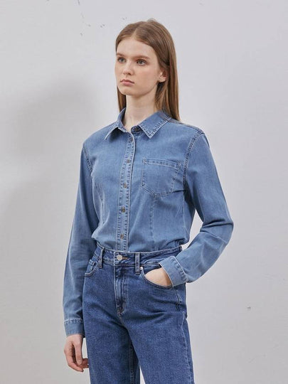 Denim Basic One Pocket Shirt Blue - RYUL+WAI: - BALAAN 2