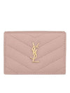 Monogram Quilted Mini Half Wallet Pale Pink - SAINT LAURENT - BALAAN 2