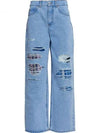 Mohair Patch Wide Jeans Blue - MARNI - BALAAN 2