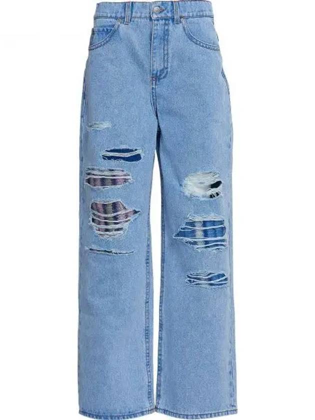 Mohair Patch Wide Jeans Blue - MARNI - BALAAN 2