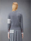 Milano Stitch 4 Bar Classic V Neck Fine Merino Wool Cardigan Medium Grey - THOM BROWNE - BALAAN 3