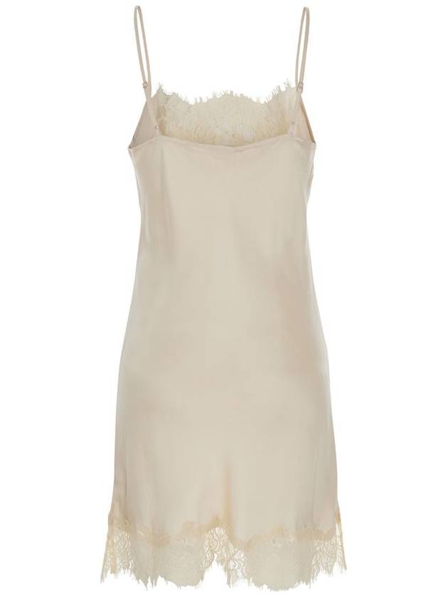 'Chantal' Mini White Dress With Tonal Lace Trim In Silk Woman - GOLD HAWK - BALAAN 2