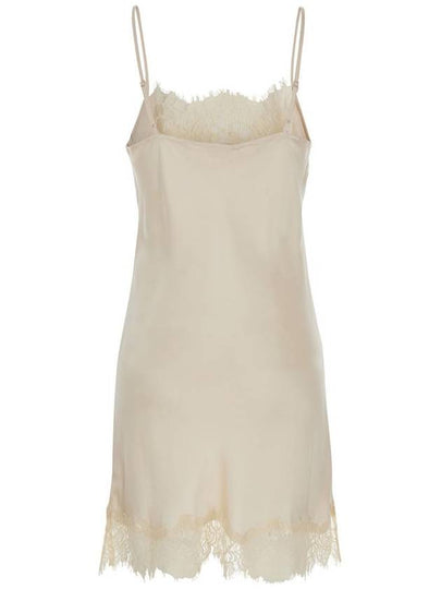 'Chantal' Mini White Dress With Tonal Lace Trim In Silk Woman - GOLD HAWK - BALAAN 2