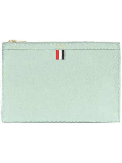 Pebble Grain Three Stripes Zipper Small Clutch Bag Light Blue - THOM BROWNE - BALAAN 2