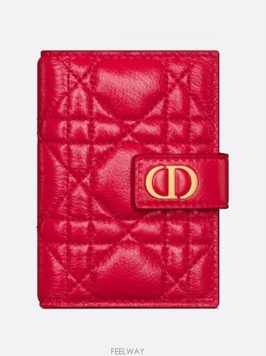 Dior Caro Vertical Card Wallet Two Tone Garnet Red - DIOR - BALAAN 1