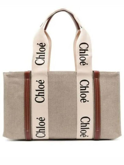 Woody Canvas Medium Tote Bag Brown - CHLOE - BALAAN 2