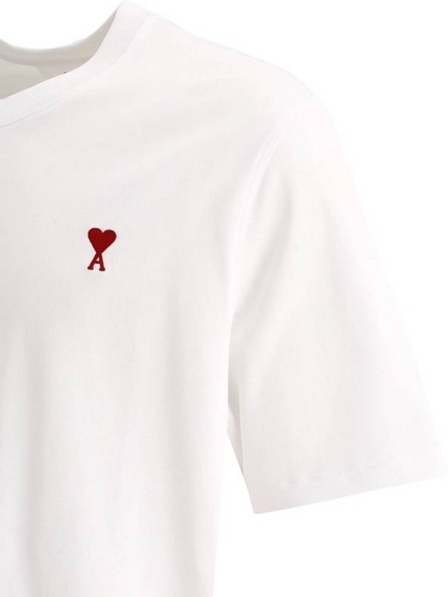 Small Heart Logo Boxy Fit Short Sleeve T-Shirt White - AMI - BALAAN 4