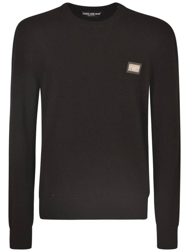 logo plaque wool cashmere knit top black - DOLCE&GABBANA - BALAAN 2