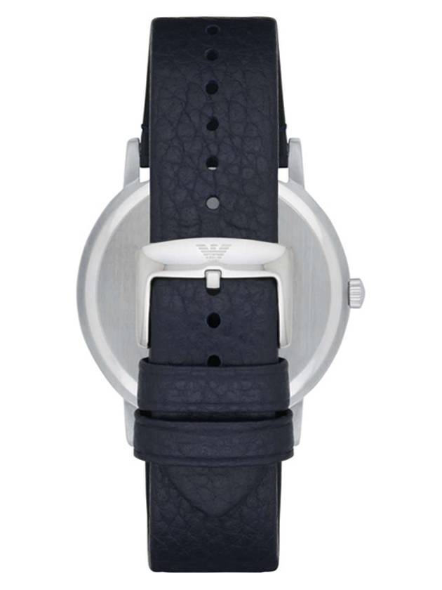 Quartz Stainless Steel Leather Watch Navy - EMPORIO ARMANI - BALAAN.