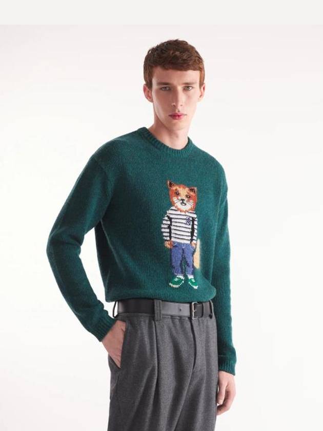 Dressed Fox Intarsia Knit Top Pine - MAISON KITSUNE - BALAAN 4