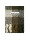 CA0084 TAUPE GREEN BLACK mohair check wool alpaca fringe muffler scarf - ACNE STUDIOS - BALAAN 2