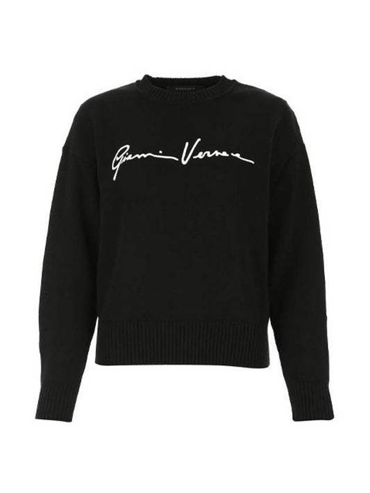signature logo knit black - VERSACE - BALAAN.