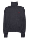 Heart Logo Wool Turtleneck Grey - AMI - BALAAN 11