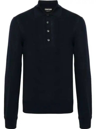 Knit Wool Long Sleeve Polo Shirt Navy - TOM FORD - BALAAN 2