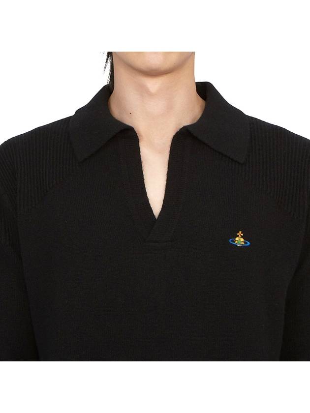 Football Polo Wool Knit Top Black - VIVIENNE WESTWOOD - BALAAN 8