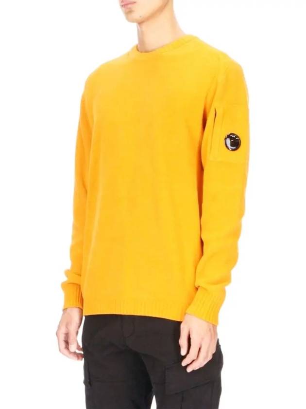 Men's Lens Wappen Cotton Knit Top Yellow - CP COMPANY - BALAAN.