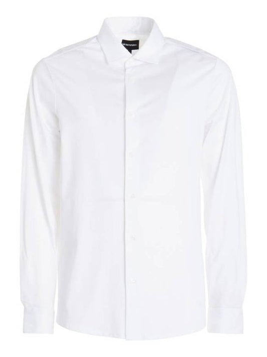 Men's Cotton Long Sleeve Shirt White - EMPORIO ARMANI - BALAAN 1