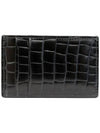 Crocodile Leather Logo Two-tier Card Wallet Black - ALEXANDER MCQUEEN - BALAAN.