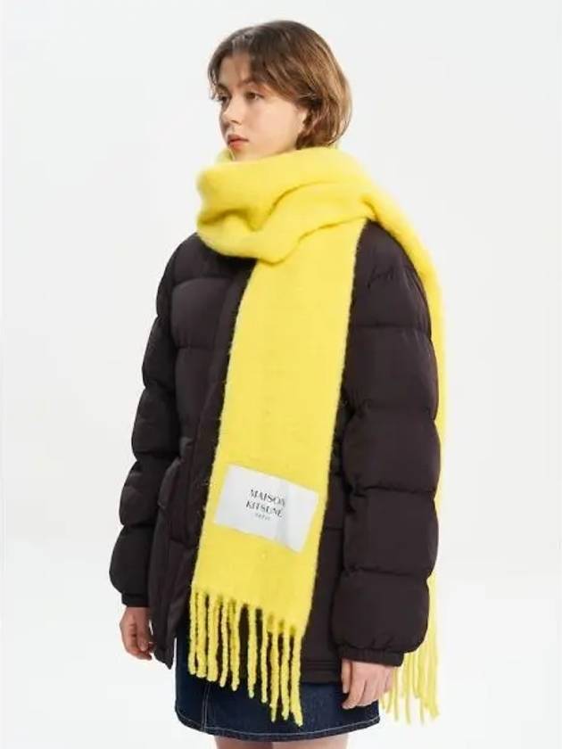 Women s Alpaca Plain Scarf Muffler Lemon Yellow Domestic Product - MAISON KITSUNE - BALAAN 1