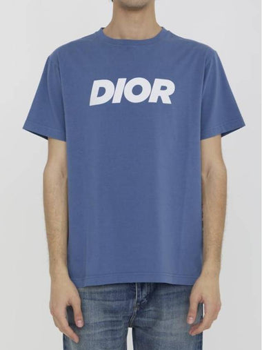 Italic Relaxed-Fit Short Sleeve T-Shirt Blue - DIOR - BALAAN 1