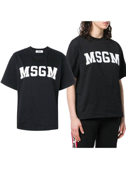 Women's Logo Print Short Sleeve T-Shirt Black - MSGM - BALAAN 2