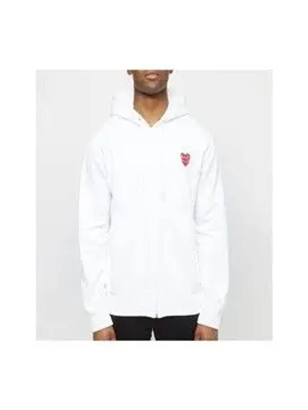 Double Heart Wappen Zip Up Hoodie White - COMME DES GARCONS - BALAAN 7