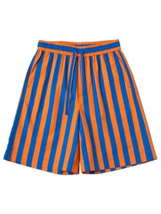 Mid Rise Striped Elastic Shorts Pants Orange Azur - SUNNEI - BALAAN 1