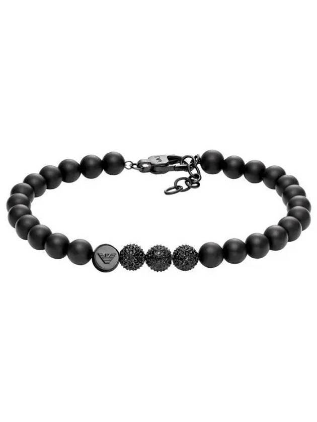 Onyx Bead Stainless Steel Bracelet Black - EMPORIO ARMANI - BALAAN 2