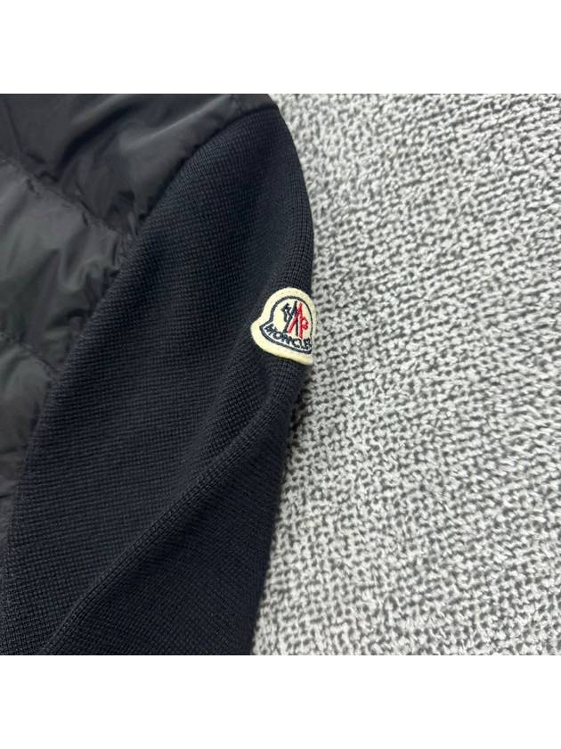 Padded Wool Cardigan Black - MONCLER - BALAAN 3