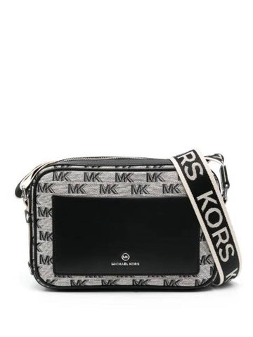 Monogram Pattern Canvas Cross Bag Black Light Cream - MICHAEL KORS - BALAAN 1