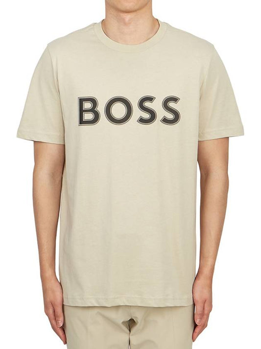 Logo Cotton Short Sleeve T-shirt Beige - HUGO BOSS - BALAAN 2