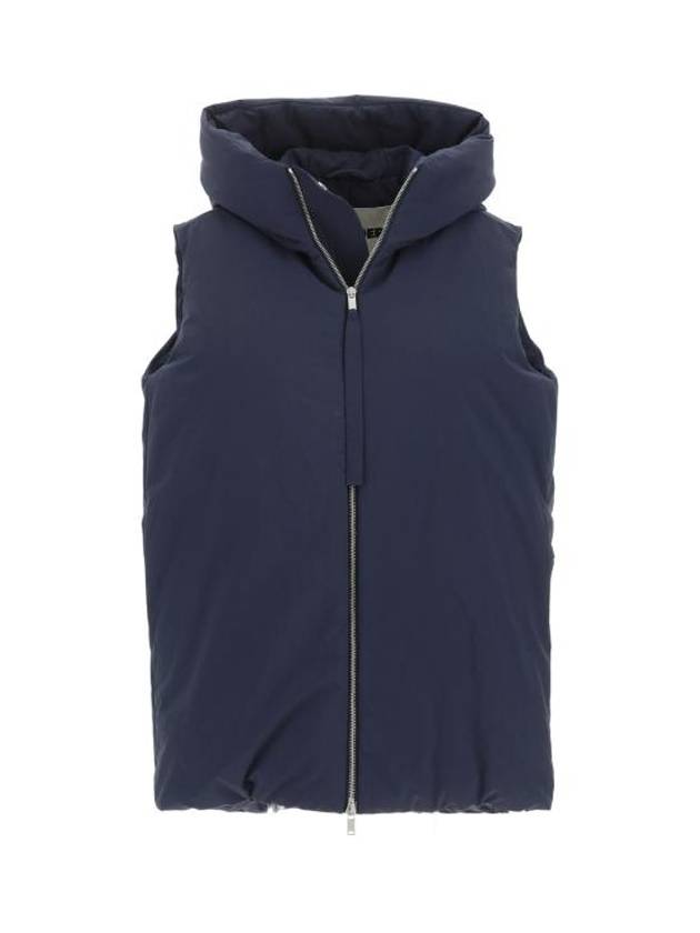 Zipper Hooded Oversized Down Vest Navy - JIL SANDER - BALAAN 1