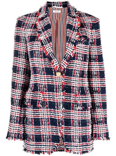 Tweed Single Breasted Fringe Blazer FBC862TF0361 - THOM BROWNE - BALAAN 1