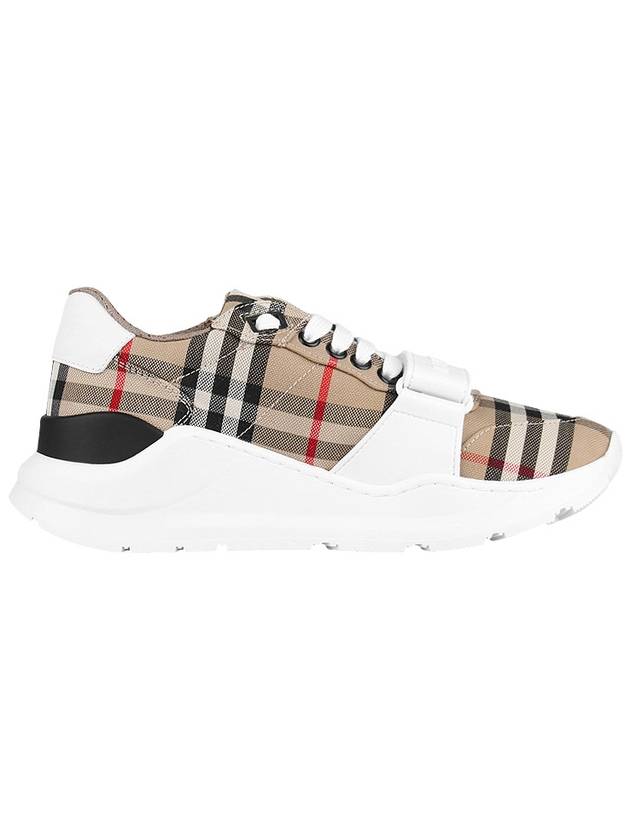 Vintage Check And Leather Sneakers White Archive Beige - BURBERRY - BALAAN 5