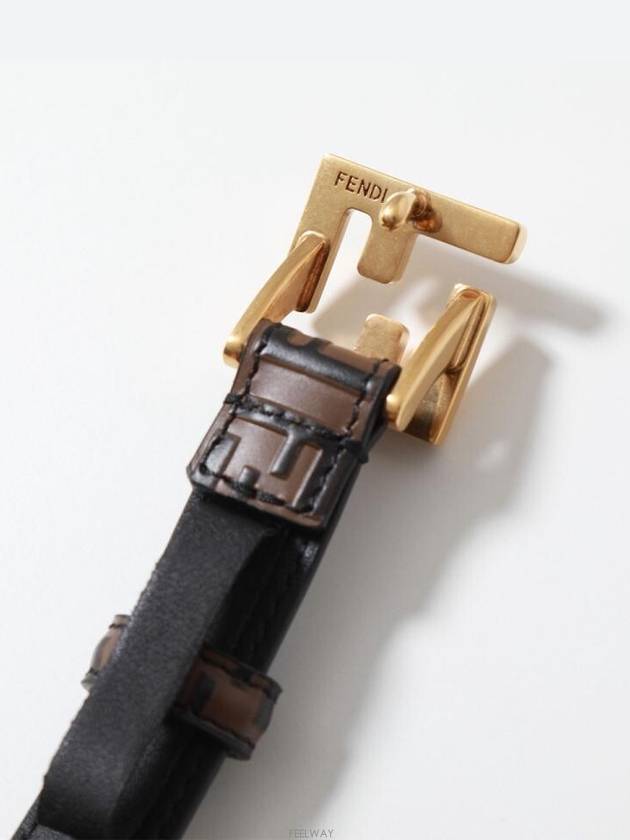 FF Square Stud Buckle Leather Belt Brown - FENDI - BALAAN 6