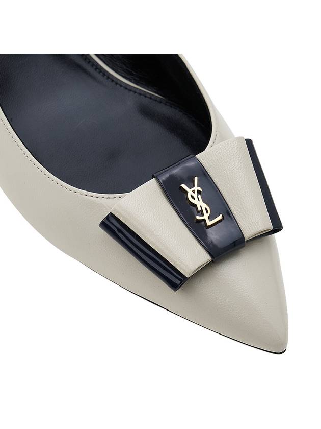 Anais Slingback Flats In Smooth And Patent Leather Ivory - SAINT LAURENT - BALAAN 10